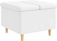 vidaXL Pouf avec rangement, blanc, 60 x 60 x 45 cm, similicuir