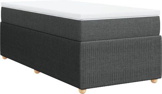 vidaXL Boxspring met matras stof donkergrijs 80x200 cm