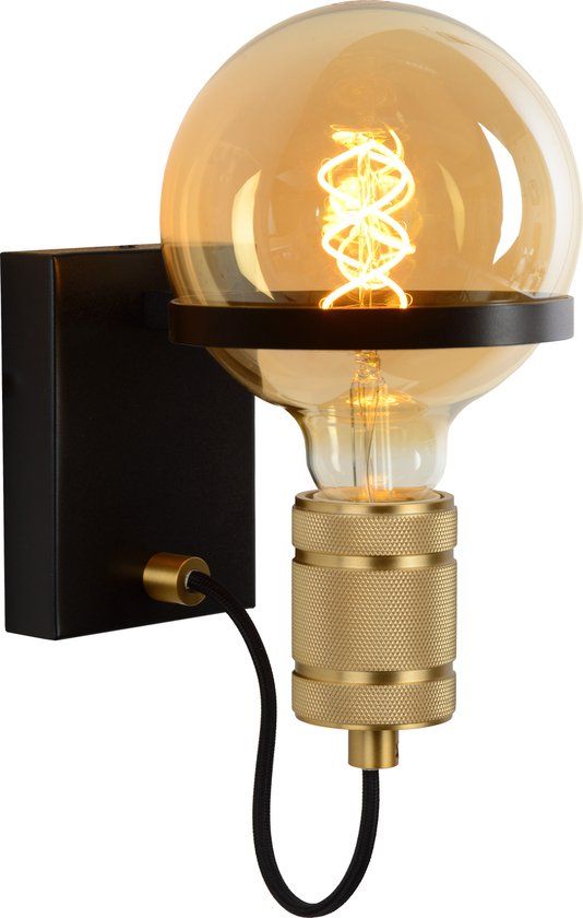 Lucide OTTELIEN Wandlamp - Ø 17.7 cm - E27 - Zwart - Dimbaar