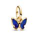Pandora ME 763825C01 Mini-bedelhanger met blauwe vlinder, 14-karaats verguld sterling zilver, compatibel met Me en Moments