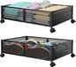 Boîtes de rangement sous le lit, avec roulettes, 2 pièces, noir