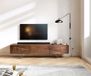 DELIFE table TV Wyatt acacia brun 175 cm 2 portes 1 abattant designer lowboard