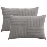 vidaXL - Kussensloop - 2 pcs - ALMELO - Lichtgrijs - 50 x 80 cm - corduroy