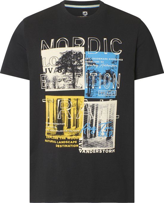 Jan Vanderstorm heren T-shirt - 56/58 - zwart - Plus Size