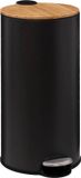 5Five Bamboe Pedaalemmer - Zwart - Metaal - 30 Liter