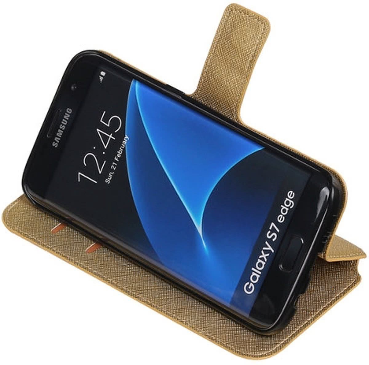 Best Cases Goud Samsung Galaxy S7 Edge TPU wallet case booktype hoesje HM Book