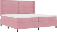 vidaXL Boxspringbed met matras en hoofdeinde, roze, 200 x 200 cm, fluweel