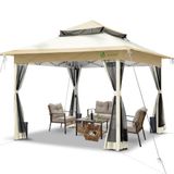 VOUNOT Pop-up paviljoen 3,6 m x 3,6 m Beige