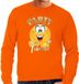 Bellatio Decorations Verkleed sweater voor heren - party time emoji - oranje - Koningsdag L