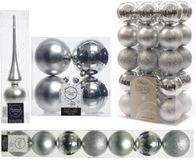 Decoris Kerstballen set kunststof zilver - 42 stuks - 6-8-10 cm - mix glans en mat
