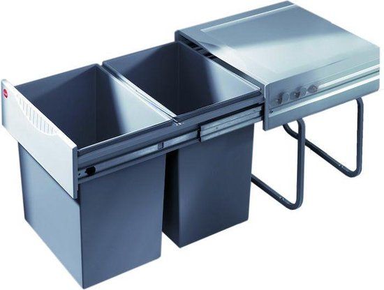 Hailo Tandem-Rb Inbouw Prullenbak - 40 l - Grijs