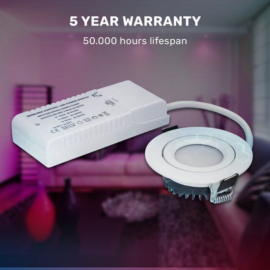 HOFTRONIC SMART 3x Hoftronic Smart Rome LED Inbouwspots - WiFi & Bluetooth - RGBWW - Dimbaar - 6W - 480lm - Wit - 75mm - 5 Jaar Garantie