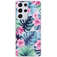 Samsung Galaxy S21 Ultra Tropical aquarelle bedrukt siliconen hoesje