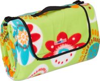 Merkloos / Sans marque Relaxdays Picknickkleed met bloemen design, XXL, 200 x 200 cm, warmte-isolerend, opvouwbaar, met handvat, lichtgroen