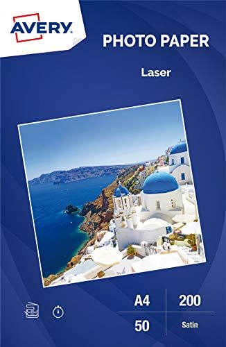 Avery Satijn fotopapier, laserprinter, superieur, 200 g/m², wit, 50 vellen per verpakking