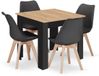 LEOBERT Table à manger NP 80x80 Chêne Artisan Couleur avec Pieds Noirs + 4 Chaises MARK Noir avec Pieds en Hêtre