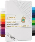 Lavea® Hoeslaken voor Topper/Topmatras 180x200 cm – 100% Katoen Jersey – Wit