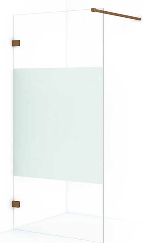 Maxaro Inloopdouche Diamond 90cm 8mm Helder Veiligheidsglas met Matte Strook Koper