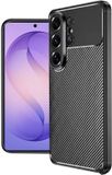 Techsuit Carbon Fiber Silicone Back Cover Hoesje Zwart voor Samsung Galaxy S26 Ultra