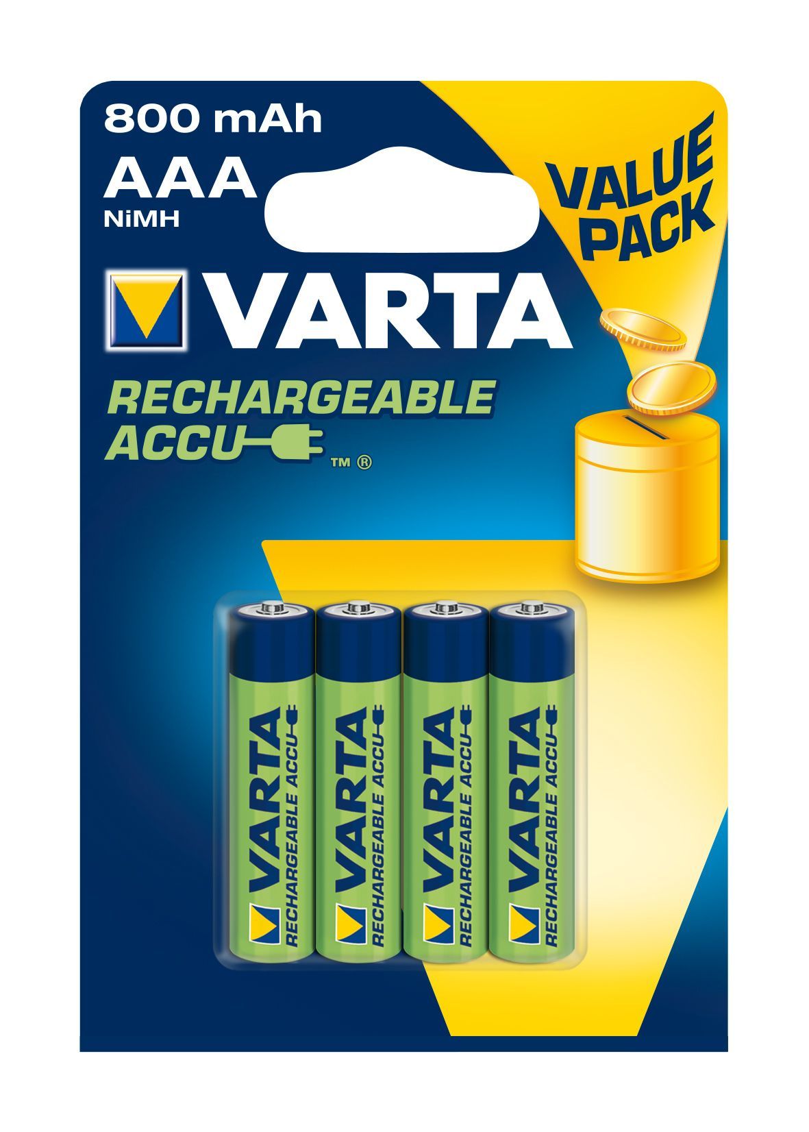 Varta Rechargeable AAA 800 mAh NiMH Batteries - 4 Pack