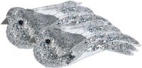 Merkloos / Sans marque Koopman International Kerstboomversiering Vogel - 2x stuks - 10 cm - Zilver glitter - op clip - ornament