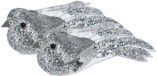 Merkloos / Sans marque Koopman International Kerstboomversiering Vogel - 2x stuks - 10 cm - Zilver glitter - op clip - ornament