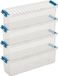 Sunware 5x Sunware Q-Line Opbergboxen - 1.3L - 27x8.4x9cm - Transparant/Blauw