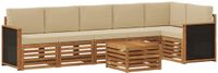 vidaXL - Hoek loungeset - 6 zitplekken - Massief acaciahout - Natuurlijk en beige