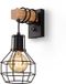 Unyqoos Lampe murale industrielle vintage avec variateur et interrupteur, métal noir et bois, douille E27