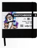 Darwi Schetsboek - 14 x 14 cm - 140 g - Zwart - 80 vellen