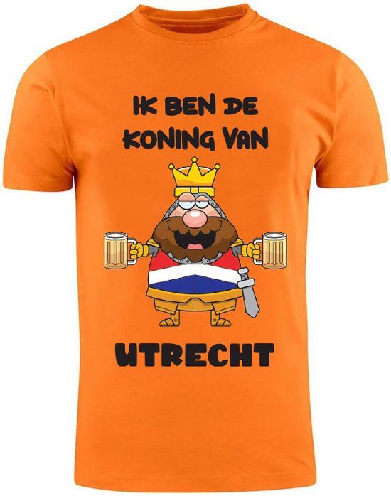 Sol's Ik ben de Koning van Utrecht Oranje Heren T-Shirt - XL