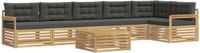 vidaXL - Hoek loungeset - 6 zitplekken - Acacia hout - Wit en antracietkleurig