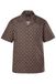 JP 1880 - Heren - overhemd korte mouw Cubaanse kraag all-over print Cuba fit - Mocha - Maat XXL