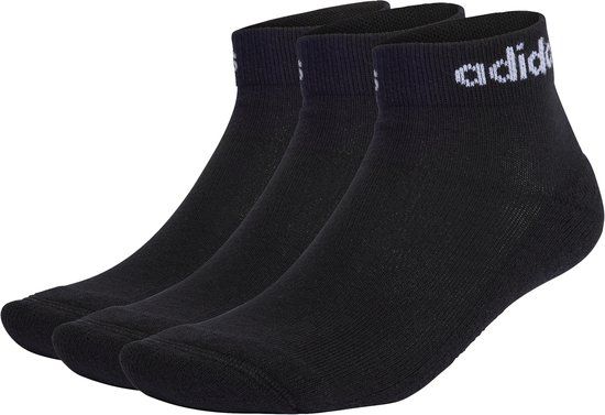 adidas Sportswear Linear Gevoerde Enkelsokken 3 Paar - Unisex - Zwart - Maat 40-42