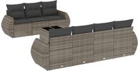 vidaXL 8-delige tuinbankset met kussens, grijs, polyrotan