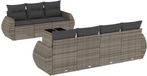 vidaXL Ensemble de banc de jardin 8 pièces avec coussins, gris, polyrotin