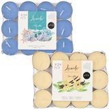 Atmosphera Acorde theelichtjes - 48x - 24x ocean - 24x vanille - bougies parfumées