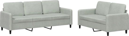 vidaXL 2-delige Loungeset fluweel lichtgrijs