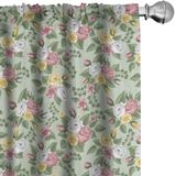 ABAKUHAUS Romantische Voorhangen – 2x75x245 cm – Microvezel – Lichtgroen Multicolor
