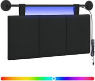 vidaXL Hangend hoofdbord Met LED-verlichting Zwart Stof