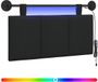 vidaXL Hangend hoofdbord Met LED-verlichting Zwart Stof