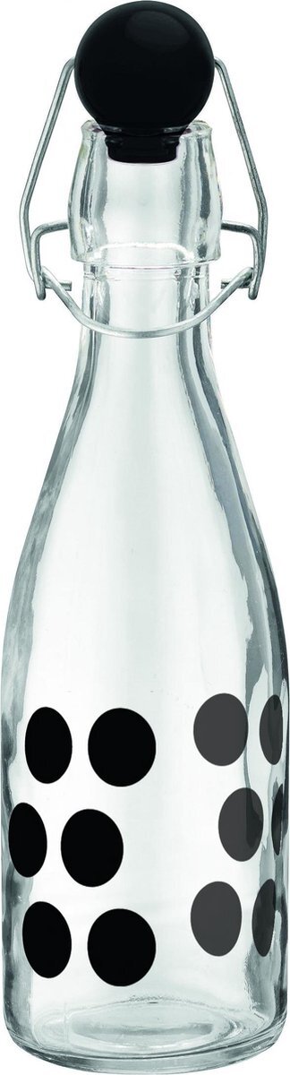 Zak!Designs Dot Dot Waterfles - Glas - 0,25 l - Zwart