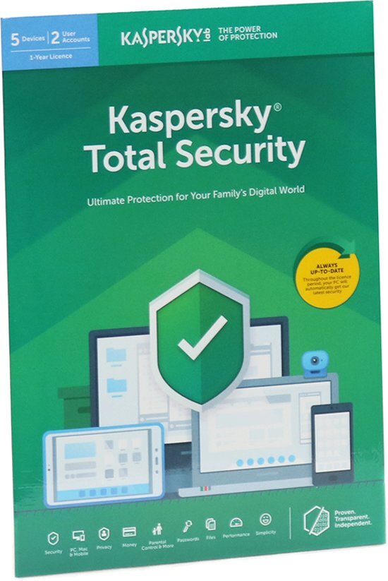 Kaspersky Total Security 5 Apparaten 1 Jaar Engelse verpakking