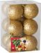 Gerimport Kerstballen - 12 stuks - goud - kunststof - glitters - D6 cm
