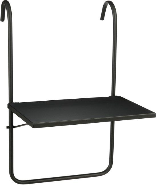 Mica Decorations Seatle Hangtafel Balkon - Tafeltje Buiten - Plateau voor Balkon - 57,5 x 38 cm - Metaal - Zwart