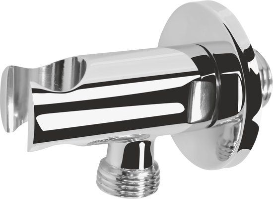 Cornat Wandaansluiting - 1/2 inch AG - Rozet Ø 54 mm - met houder voor handdouche - Chroom