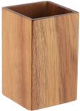 Tendance Tandenborstelbeker/houder - Cognac bruin - Acacia hout - Rond - 6.5 x 10.5 cm