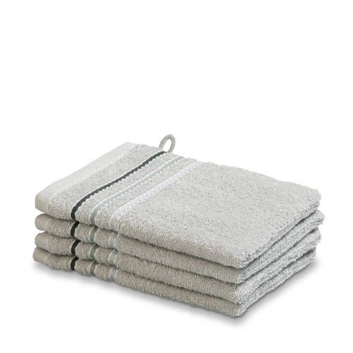 Vandyck Washand (set van 4) - 16x22 cm - Grijs - Katoen