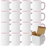 Acen Merchandise Sublimatiemokken zonder druk, van hoogwaardige kwaliteit, keramische inzels of als set, sublimatiebekers met inkt (4 stuks, binnen & handvat roze)