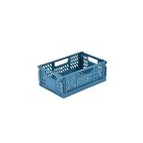 Homéa Opvouwbare en stapelbare kist, maat S (21 x 14,5 x 8 cm), kleur: mineraal blauw
